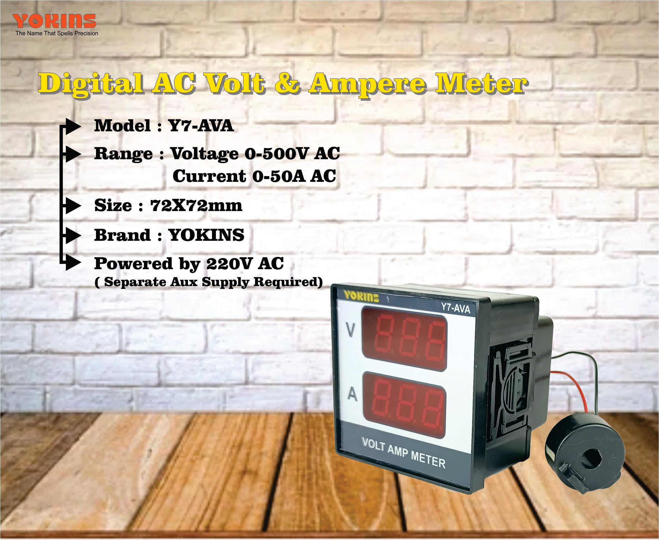 Y7-AVA-220VAC  AC Volt & Ampere Meter