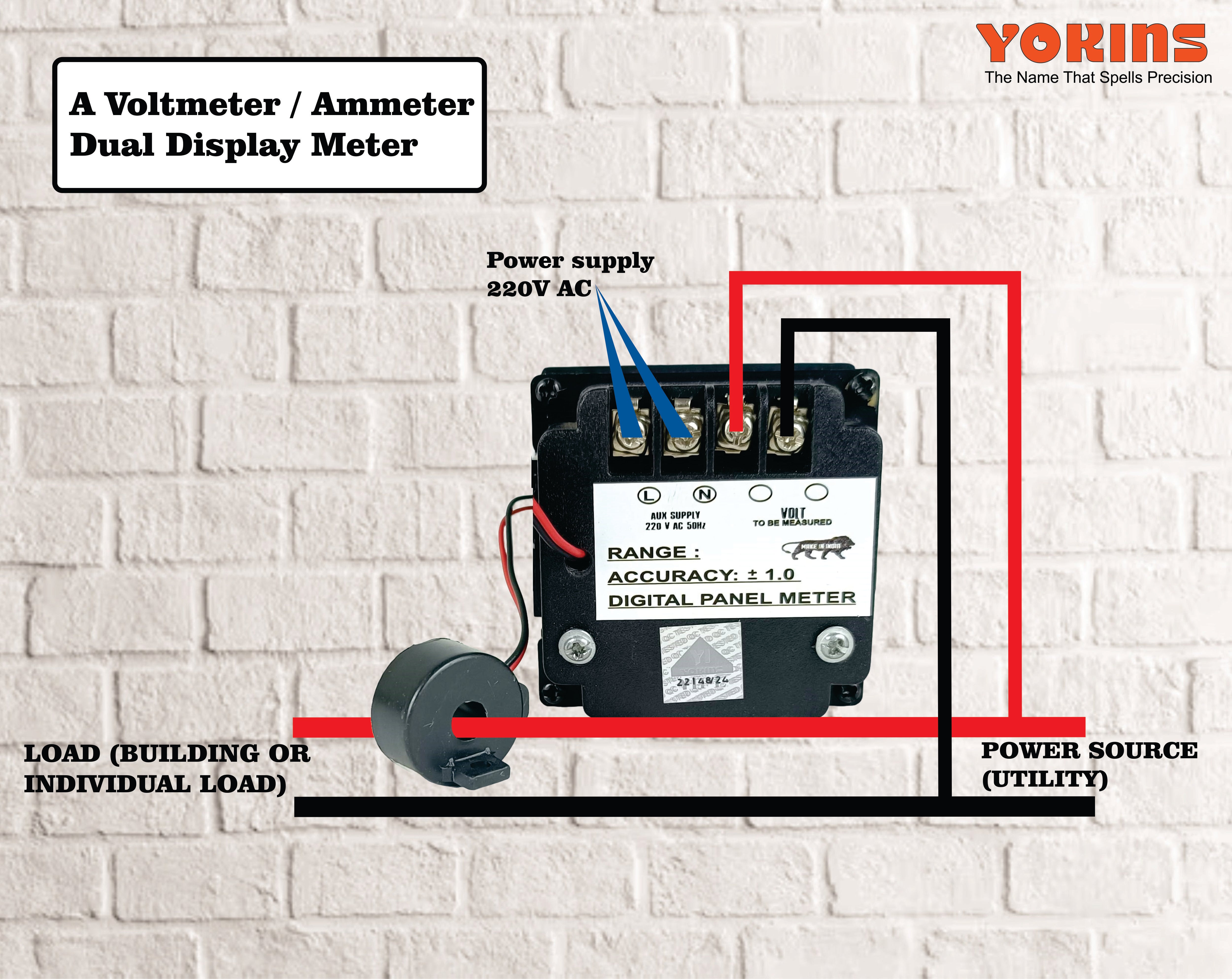 Y7-AVA-220VAC  AC Volt & Ampere Meter
