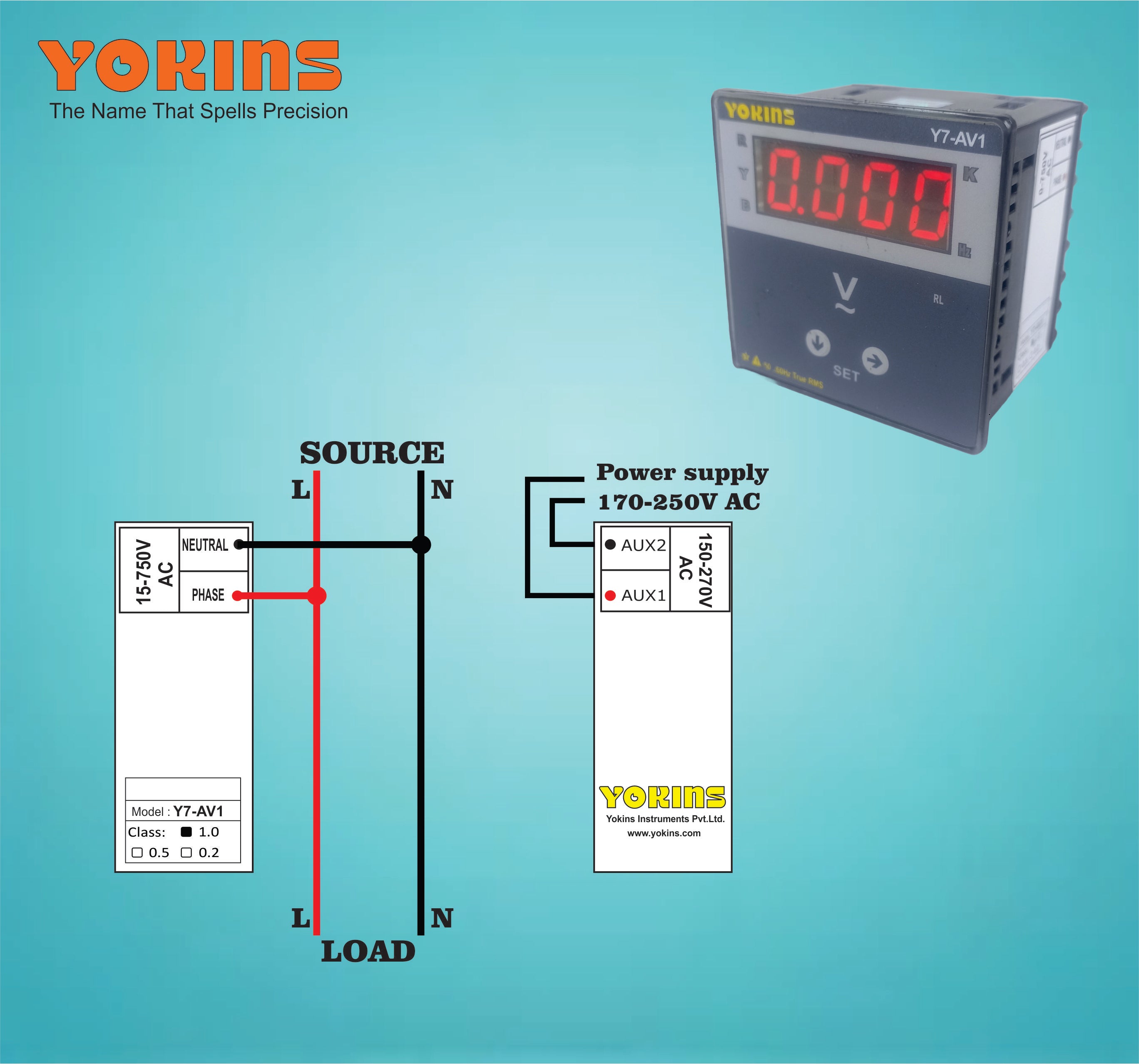 Y7-AV1 AC Voltmeter (Single Phase)
