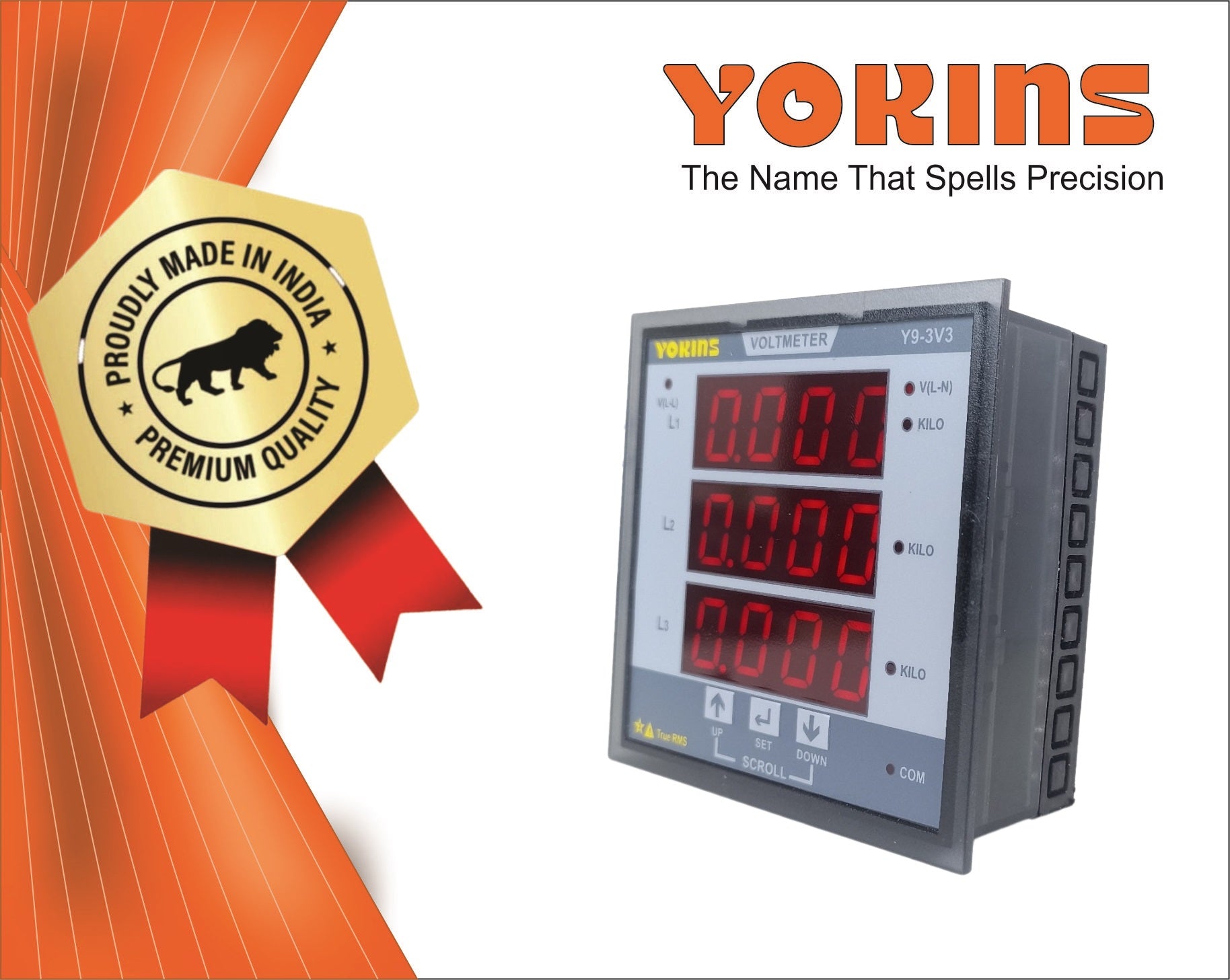 Y9-3V3 AC Voltmeter (Three Phase)