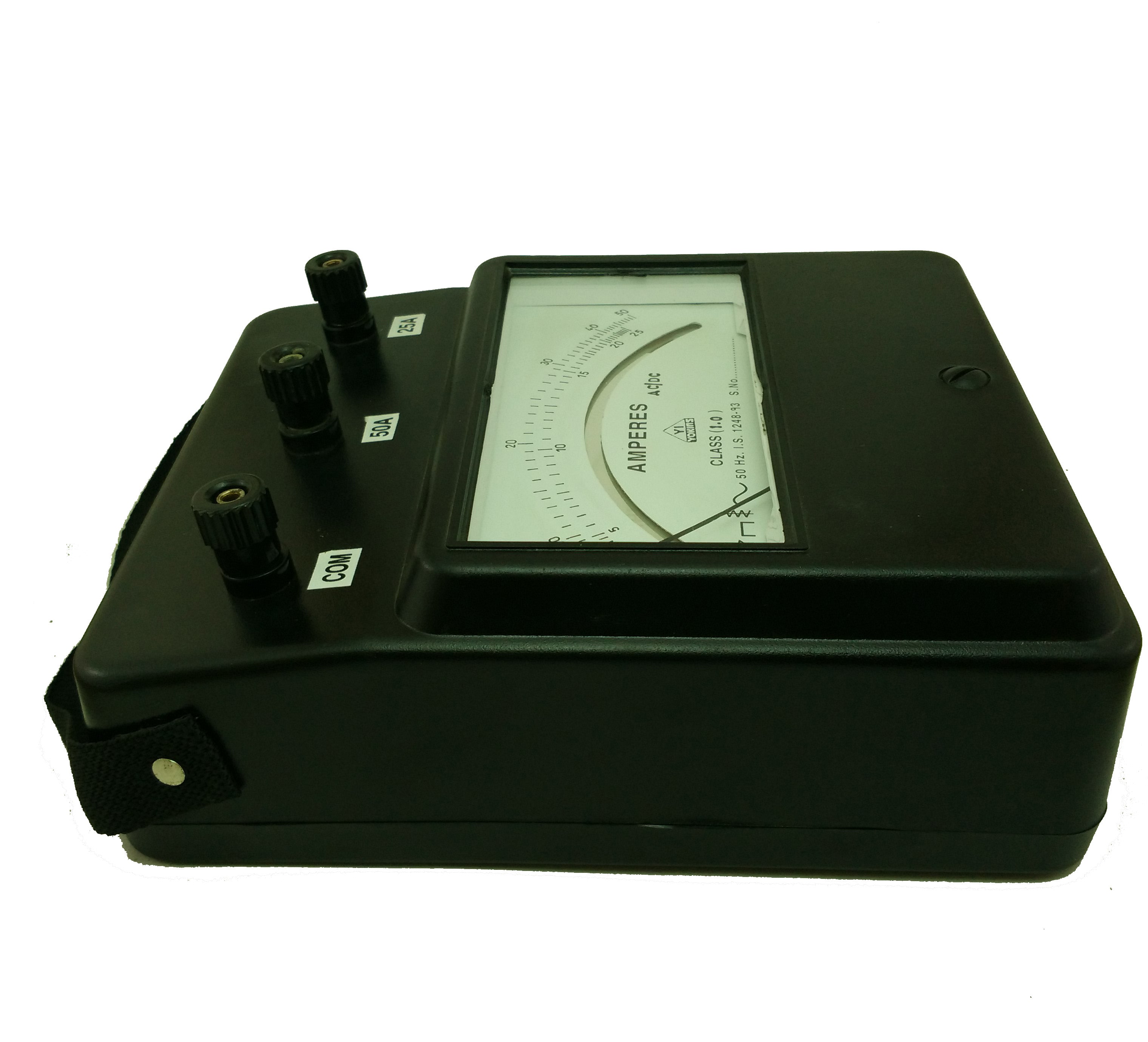 Yokins Instruments portable ammeter measuring 25 to 50 amps with side display and compact design for electrical testing.