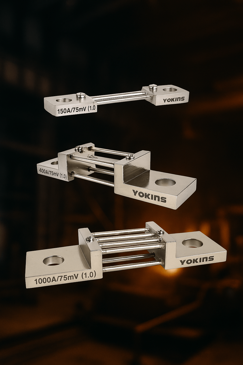 Yokins Instruments DC shunts used for measuring electrical current in circuit applications.